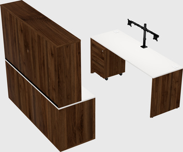 Parallel desk with credenza