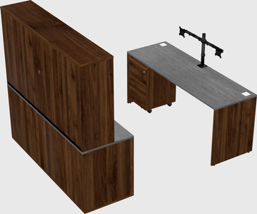 Parallel desk with credenza
