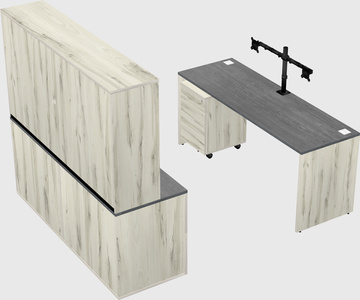 Parallel desk with credenza