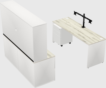 Parallel desk with credenza