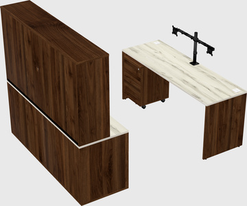 Parallel desk with credenza