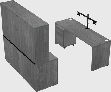 Parallel desk with credenza