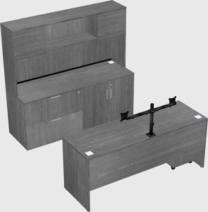 Parallel desk with credenza