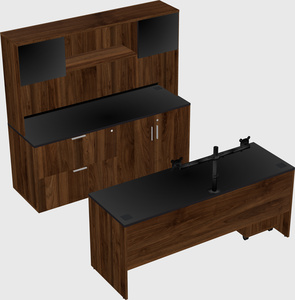 Parallel desk with credenza