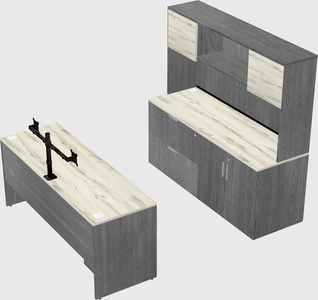 Parallel desk with credenza