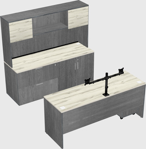 Parallel desk with credenza