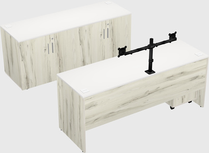 Parallel desk with credenza