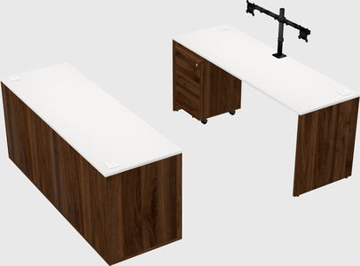 Parallel desk with credenza
