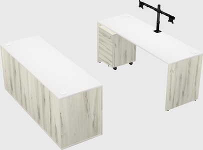 Parallel desk with credenza