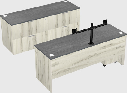 Parallel desk with credenza
