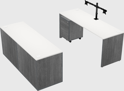 Parallel desk with credenza