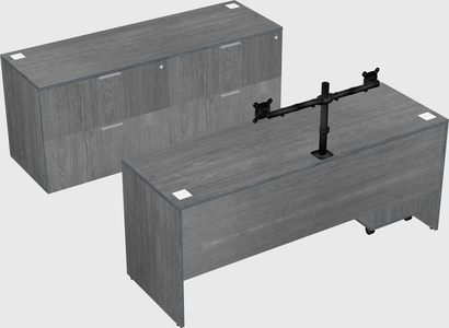 Parallel desk with credenza
