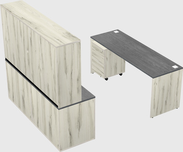 Parallel desk with credenza