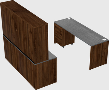 Parallel desk with credenza