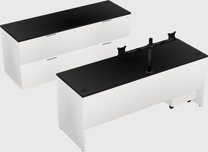 Parallel desk with credenza