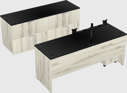 Parallel desk with credenza