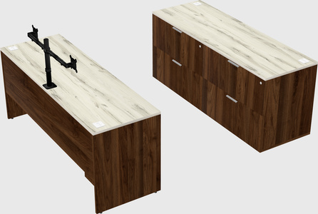 Parallel desk with credenza