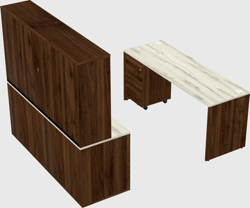 Parallel desk with credenza