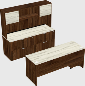 Parallel desk with credenza