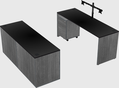 Parallel desk with credenza
