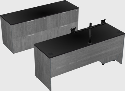 Parallel desk with credenza