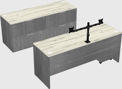 Parallel desk with credenza