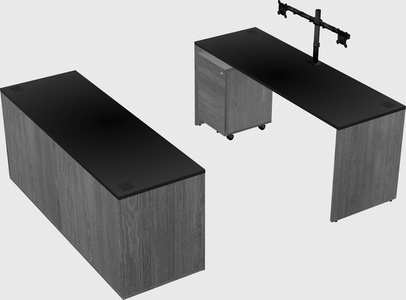 Parallel desk with credenza