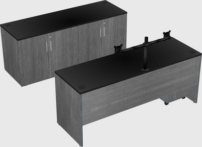 Parallel desk with credenza
