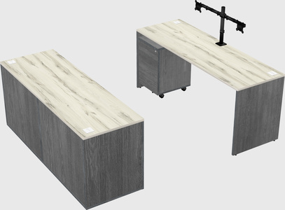 Parallel desk with credenza