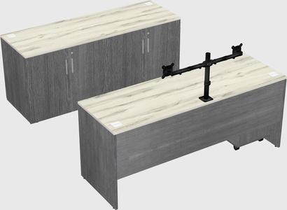 Parallel desk with credenza