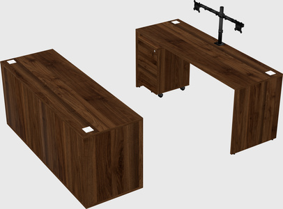 Parallel desk with credenza