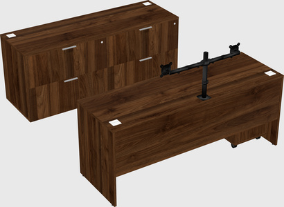 Parallel desk with credenza