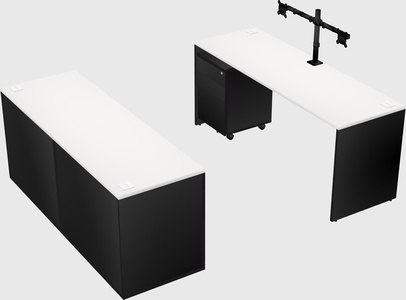 Parallel desk with credenza
