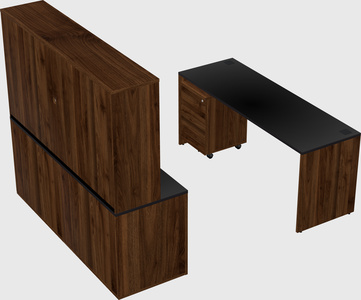 Parallel desk with credenza