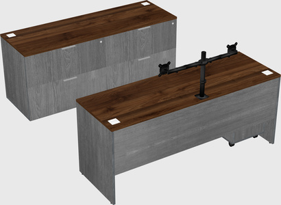 Parallel desk with credenza