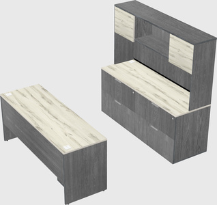 Parallel desk with credenza
