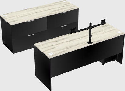 Parallel desk with credenza