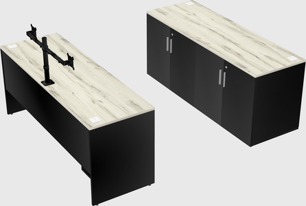 Parallel desk with credenza