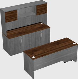 Parallel desk with credenza