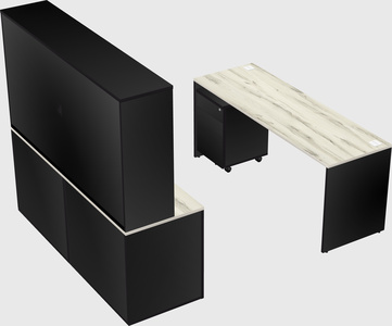 Parallel desk with credenza
