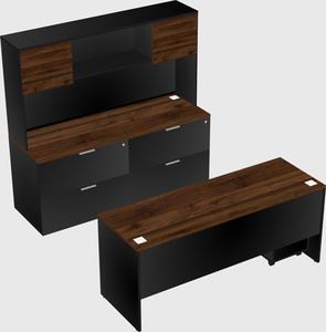 Parallel desk with credenza
