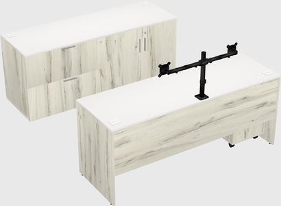 Parallel desk with credenza