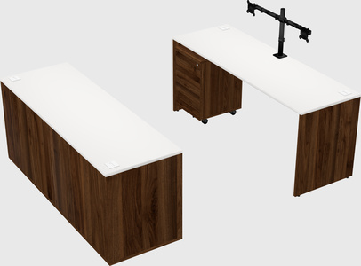 Parallel desk with credenza