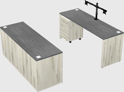 Parallel desk with credenza