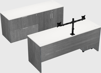 Parallel desk with credenza