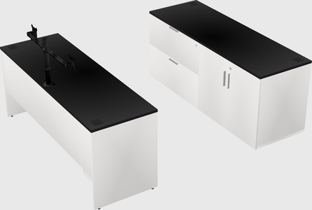 Parallel desk with credenza