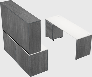 Parallel desk with credenza