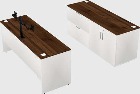 Parallel desk with credenza