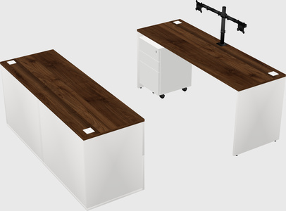 Parallel desk with credenza