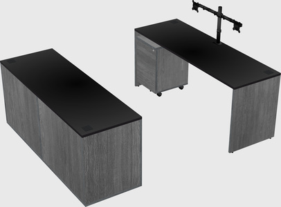Parallel desk with credenza